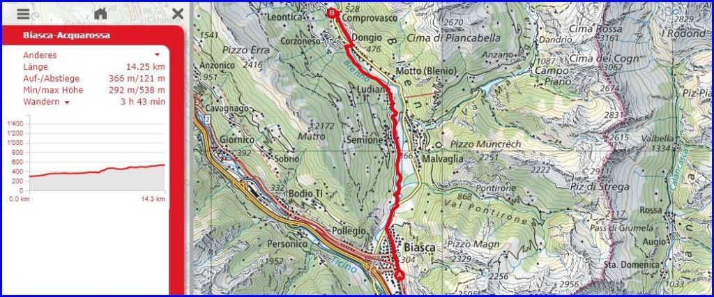 AUSGEBUCHT: Biasca – Acquarossa (Valle di Blenio / TI) – Wandern mit ...